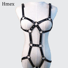 Load image into Gallery viewer, 1 set Sexy Women Leather Harness Underwear Garter Belts men Punk Gothic Suspenders Bondage Straps Bra Garter Body Lingerie