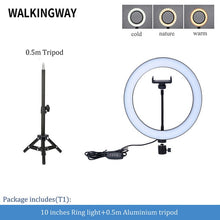 Load image into Gallery viewer, 10&quot; LED Ring Light Photographic Selfie Ring Lighting with Stand for Smartphone Youtube Makeup Video Studio Tripod Ring Light