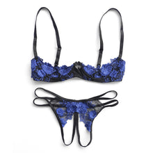 Load image into Gallery viewer, 10 Style Underwear Set Women Lingerie Velvet Embroidered Push Up Open Cup Bra Panty Set Ropa Interior Femenina Conjunto