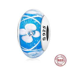 Load image into Gallery viewer, 100% Authentic 925 Sterling Silver Pink heart Murano Glass Beads Fit Original Pandora Charms Bracelet Jewelry