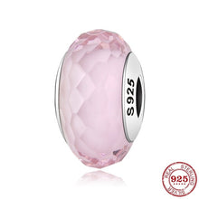 Load image into Gallery viewer, 100% Authentic 925 Sterling Silver Pink heart Murano Glass Beads Fit Original Pandora Charms Bracelet Jewelry