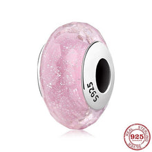 Load image into Gallery viewer, 100% Authentic 925 Sterling Silver Pink heart Murano Glass Beads Fit Original Pandora Charms Bracelet Jewelry