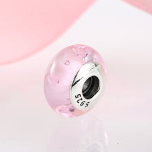 Load image into Gallery viewer, 100% Authentic 925 Sterling Silver Pink heart Murano Glass Beads Fit Original Pandora Charms Bracelet Jewelry