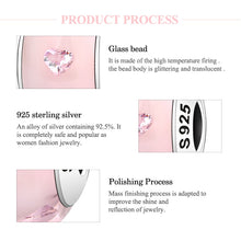 Load image into Gallery viewer, 100% Authentic 925 Sterling Silver Pink heart Murano Glass Beads Fit Original Pandora Charms Bracelet Jewelry