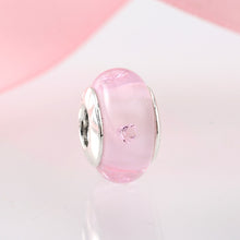 Load image into Gallery viewer, 100% Authentic 925 Sterling Silver Pink heart Murano Glass Beads Fit Original Pandora Charms Bracelet Jewelry