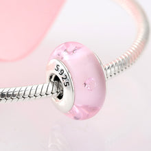 Load image into Gallery viewer, 100% Authentic 925 Sterling Silver Pink heart Murano Glass Beads Fit Original Pandora Charms Bracelet Jewelry