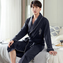 Load image into Gallery viewer, 100% Cotton Bath Robe Dressing Gown Men Women Long Sleeve  Sleep Lounge Bathrobe Female Nightgowns Lovers Robes Auumn M-4XL