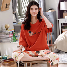 Load image into Gallery viewer, 100% Cotton Pajamas Set Women Pajamas Home Wear Short Sleeve Casual Pajama Set Female Loose Sleepwear Loungewear XXL XXXL 4XL