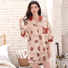 Load image into Gallery viewer, 100% Cotton Short Sleeves Pyjamas Women Pajama Sets Shorts Ladies Cute Cartoon Print Kawaii Simple Sleepwear Homewear Pijamas
