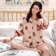 Load image into Gallery viewer, 100% Cotton Short Sleeves Pyjamas Women Pajama Sets Shorts Ladies Cute Cartoon Print Kawaii Simple Sleepwear Homewear Pijamas