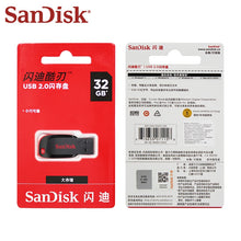 Load image into Gallery viewer, 100% Original SanDisk Cruzer Blade CZ50 USB Flash Drive 128GB 64GB 32GB 16GB Pen Drive USB 2.0 Support official verification