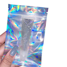 Load image into Gallery viewer, 100pcs S/M/L Flat Zip lock Bath Salt Cosmetic Bag One Side Clear Holographic Laser Mini Aluminum Foil Zip Lock Bags Thick