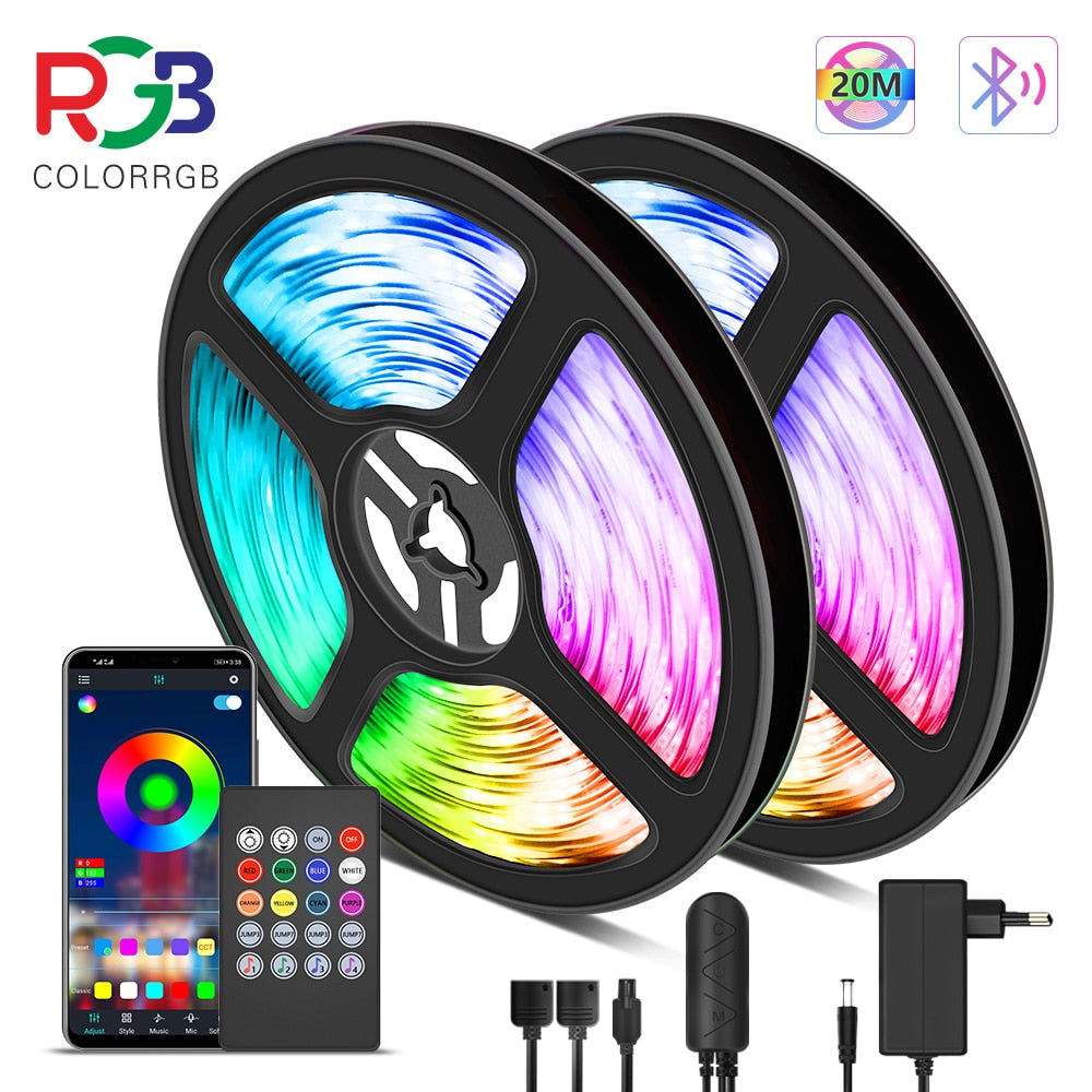 10M 20M LED Strip Light RGB 5050 Lights Music Sync Color Changing  Sensitive Built-in Mic, App Controlled LED Lights Rope Lights