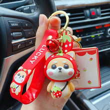 Load image into Gallery viewer, Ladies Girl Cute PVC Shiba Inu Keychain Creative New Year Gift Animal Pendant Car Key Pendant Metal Key Ring