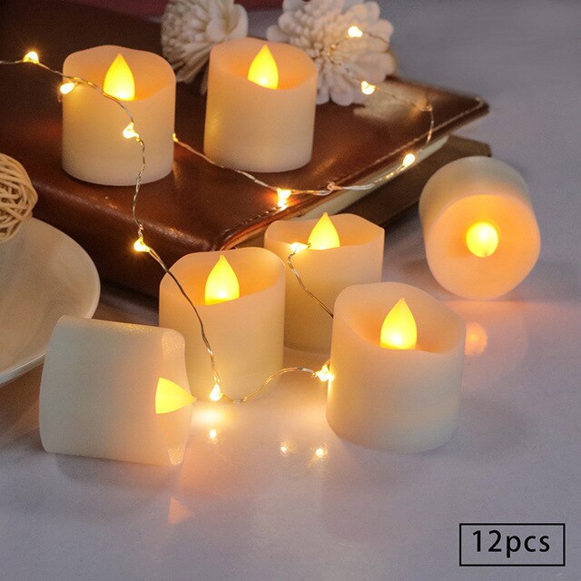 12PCS Tea Lights Candles Battery Operated Led Flameless Tea Light Flickering Light with Remote Control Timer Festival Christmas