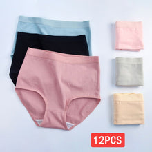 Load image into Gallery viewer, 12pcs Women High Waist Panties Plus Size Lingeries Female Breathable Cotton Underwear Comfortable Ladies Girls Briefs M-XXXL