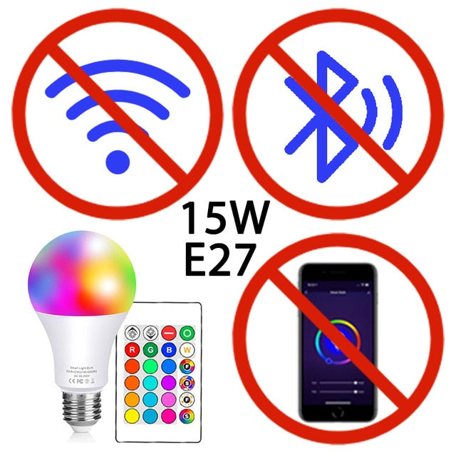 15W WiFi Smart Bulb B22 E27 LED RGB Light Lamp Work Alexa Google Home With RGB+ Dimmable Remote Control Colore Light Magic Bulb