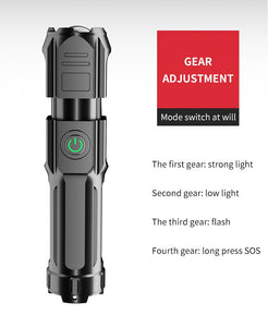 10pcs Strong Light T6 Flashlight LED Aluminum Alloy Telescopic Focusing Flashlight Mini Waterproof Strong Light Portable Outdoor Flash