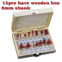 Load image into Gallery viewer, 15pcs/set Woodworking Milling Cutters 1/4&#39;&#39;/8mmShank Carbide Router Bit For Wood Cutter Engraving Cutting Tools