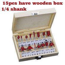 Load image into Gallery viewer, 15pcs/set Woodworking Milling Cutters 1/4&#39;&#39;/8mmShank Carbide Router Bit For Wood Cutter Engraving Cutting Tools