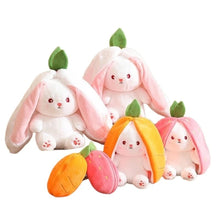Load image into Gallery viewer, 18cm Cosplay Strawberry Carrot Rabbit Plush Toy Stuffed Creative Bag into Fruit Transform Baby Cuddly Bunny Plushie Doll For Kid