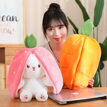 Load image into Gallery viewer, 18cm Cosplay Strawberry Carrot Rabbit Plush Toy Stuffed Creative Bag into Fruit Transform Baby Cuddly Bunny Plushie Doll For Kid
