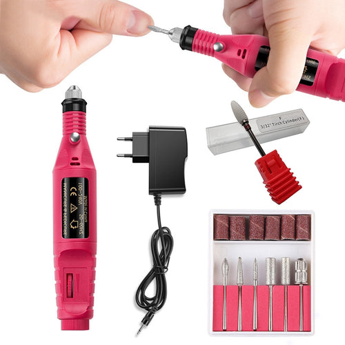 1set Power Professional Electric Manicure Machine Pen Pedicure Nail File Nail Tools 6 Bits Drill Nail Drill Machine Equipment