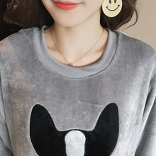 Load image into Gallery viewer, 2 PIECE Flannel Pajama Set Cute dog top + long pants Nightwear Home Wear women print lingerie Winter Warm Pyjama Round Neck