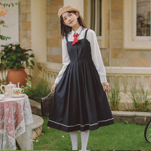 Load image into Gallery viewer, 2 Piece Set Women Outfits Bowknot Cross Lapel White Shirt Top+Japanese Cute Sweet JK Dresses Preppy Style Dress Suit Ropa mujer