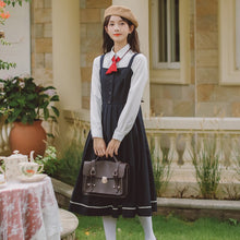 Load image into Gallery viewer, 2 Piece Set Women Outfits Bowknot Cross Lapel White Shirt Top+Japanese Cute Sweet JK Dresses Preppy Style Dress Suit Ropa mujer