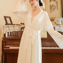 Load image into Gallery viewer, 2 Piece/set Women Nightdress Set Lace Gowns &amp; Robes Sets Vintage Elegant Nightgowns Bathrobes Sexy Sleepwear Cotton Homewear
