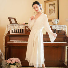 Load image into Gallery viewer, 2 Piece/set Women Nightdress Set Lace Gowns &amp; Robes Sets Vintage Elegant Nightgowns Bathrobes Sexy Sleepwear Cotton Homewear
