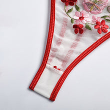 Load image into Gallery viewer, 2 Pieces Brief Sets Lace Lingerie Women Butterfly Floral Embroidery Underwear See Through Red Bra and Panty Erotic Lingerie Set