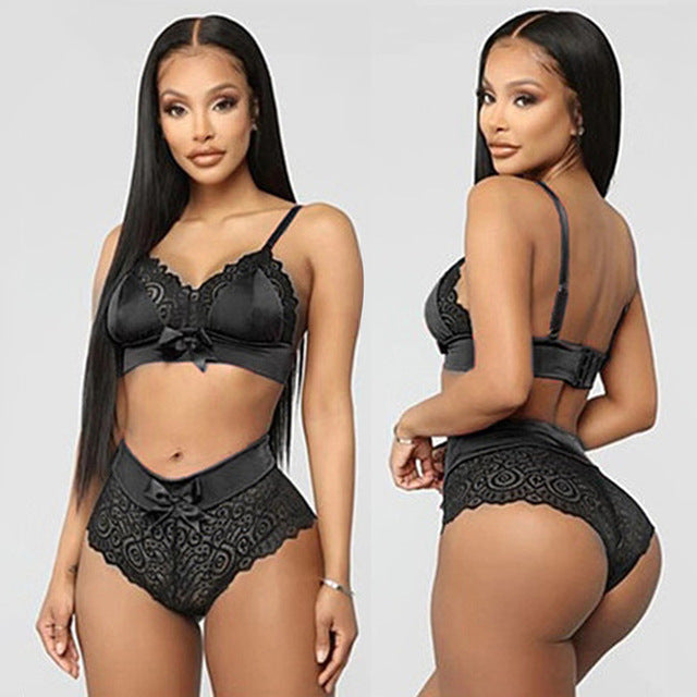 2 Pieces Set Women Sexy Lingerie Lace Underwear Patchwork Bra Exotic Sets Fancy Temptation Erotic Sensual Lingerie Underwear