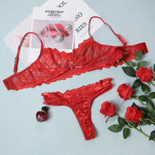 Load image into Gallery viewer, 2 Pieces Sexy Exotic Costumes Sensual Lingerie Transparent Bandage Erotic Porn Lace Mesh Sex Outfit Bra and Briefs Garters Set