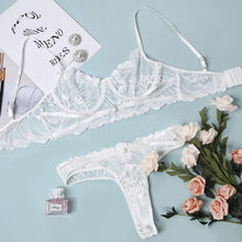 Load image into Gallery viewer, 2 Pieces Sexy Exotic Costumes Sensual Lingerie Transparent Bandage Erotic Porn Lace Mesh Sex Outfit Bra and Briefs Garters Set