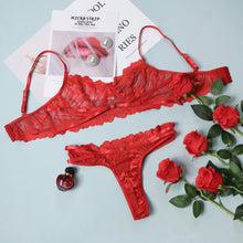 Load image into Gallery viewer, 2 Pieces Sexy Exotic Costumes Sensual Lingerie Transparent Bandage Erotic Porn Lace Mesh Sex Outfit Bra and Briefs Garters Set