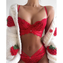 Load image into Gallery viewer, 2 Pieces Sexy Exotic Costumes Sensual Lingerie Transparent Bandage Erotic Porn Lace Mesh Sex Outfit Bra and Briefs Garters Set