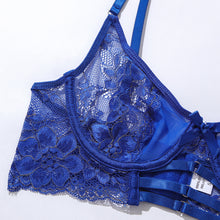 Load image into Gallery viewer, 2 Pieces Women Sexy Lingerie Lace Mesh Patchwork Underwear Transparent Bra and Panty Set Bondage Sensual Erotic Temptation Set
