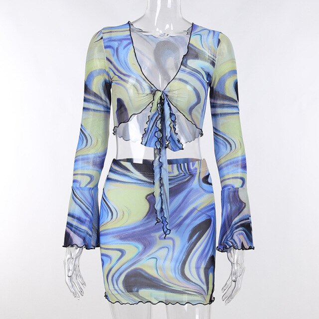 2 Two Piece Set Floral Beach Sexy Mini Dress Suit Women Bodycon Party Dresses Crop Top Skirts Sets 2021 Summer Vacation Outfits