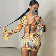 Load image into Gallery viewer, 2 Two Piece Set Floral Beach Sexy Mini Dress Suit Women Bodycon Party Dresses Crop Top Skirts Sets 2021 Summer Vacation Outfits