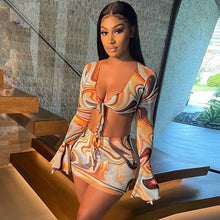 Load image into Gallery viewer, 2 Two Piece Set Floral Beach Sexy Mini Dress Suit Women Bodycon Party Dresses Crop Top Skirts Sets 2021 Summer Vacation Outfits