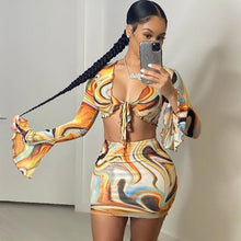Load image into Gallery viewer, 2 Two Piece Set Floral Beach Sexy Mini Dress Suit Women Bodycon Party Dresses Crop Top Skirts Sets 2021 Summer Vacation Outfits