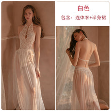 Load image into Gallery viewer, 2-piece Set Sexy Slutty Cheongsam Bodysuit Nightdress Women&#39;s Exotica Lingerie Porno Sex Adult Perspective Lace-up Gauze Skirt