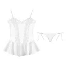 Load image into Gallery viewer, 2019 Sexy Cute Lace Perspective Ice Silk Stretch Wave Princess Dress Sexy Strap Nightdress Suit Four Colors Lingerie Mini Dress