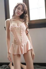 Load image into Gallery viewer, 2019 Sexy Cute Lace Perspective Ice Silk Stretch Wave Princess Dress Sexy Strap Nightdress Suit Four Colors Lingerie Mini Dress