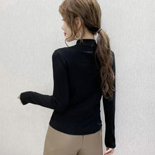 Load image into Gallery viewer, 2020 Autumn Winter Women tshirts Fashion Sexy Hollow out Hot drilling Tops Plus size Black T-Shirts blusas