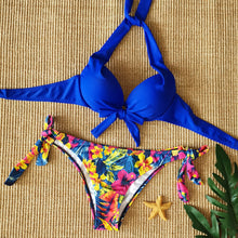 Load image into Gallery viewer, 2020 Bandage Bikinis Set High Waist Swimwear Women Swimsuit Bikini Padded Bathing Suit New Leaf Print Biquini Maillot de bain