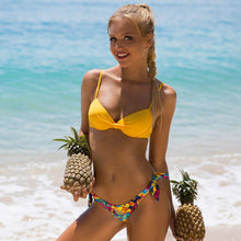 Load image into Gallery viewer, 2020 Bandage Bikinis Set High Waist Swimwear Women Swimsuit Bikini Padded Bathing Suit New Leaf Print Biquini Maillot de bain