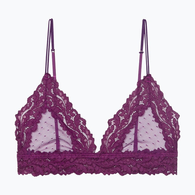2020 New Bra Women Lace Bralette Sexy Transparent Unpadded Femme Thin Bra Comfort Ladies Dot mesh Brassiere Underwear